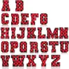 Notions 6cm Letras Patches A-Z Ferro em Patches Red Black Xadrez Alfabeto Toalha Applique Adesivo para Roupas Chapéus Decoração de Natal Faça Você Mesmo