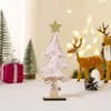 Decorazioni natalizie Decorazione albero in legno fai-da-te 2022 Arbol De Navidad Mini Star Alberi di Natale Artigianato Campane Arco Negozio Bar Finestra Ornamenti