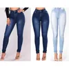 Women's Jeans Women's Grinding White Elastic Skinny Stretch 3XL High Waist Washed Casual Denim Pencil Pants Women