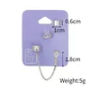 Backs oorbellen 3 stks/Set Silver Crown Ear Cuffs For Women Clip on Fake Piercing Long Chain Earring Cuff Koreaanse stijl Trend sieraden 2022