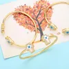 Bangle Fine placcato oro 18 carati Blue Eye bracciali aperti regolabili goccia d'acqua conchiglia bianca 2022 Trend Love Heart Cross Jewelry211T