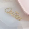 Femmes lettre reine broche argent or strass lettres couronne broches costume épinglette pour cadeau fête