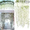 Faux Floral Greenery 12 Unids Wisteria Flores Artificiales Colgante Garland Vine Rattan para Boda Arco Fiesta Hogar Jardín Decoraciones Fake Flower String 221010