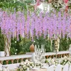 Faux Floral Greenery 12 Unids Wisteria Flores Artificiales Colgante Garland Vine Rattan para Boda Arco Fiesta Hogar Jardín Decoraciones Fake Flower String 221010