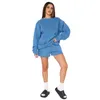 Zweiteilige Damen-Hosen, 2-teilige Sets, Damen-Outfits, Großhandel, einfarbiger Pullover mit langen Ärmeln, Fleece-Sweatshirt, modisches Freizeit-Shorts-Set 221010