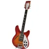 Semi-Hollow Cherry Sunburst body Electric Guitar with Tremolo Bridge Rosewood Fingerboard White Pickguard can be customized