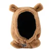 Bérets En Peluche Oreille Balaclava Mignon Ours Chapeau Bavoir Avec Cordon Réglable Cadeau Pour Noël Année Thanksgiving Valentine