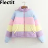 Women's Down Parkas Flectit Pastel Puffer Jacket Thick Warm Padded Parka Coat Women Winter Harajuku Aethetic Girl Outifts Lazy Of T221011