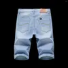 Mäns jeans 2022 Summer Thin Bermuda Masculina Business Casual Pantalones Cortos Men ropa högkvalitativ fast färg stor storlek denimshorts