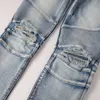 Hommes Designer Jeans Grands et Grands Pantalons avec Trou Denim pour Homme Skinny Rock Biker Slim Fit Bleu Hip Hop Hommes Boucle Longue Fermeture Éclair Droite