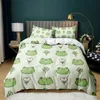 Ensembles de literie Dessin animé grenouille housse de couette ensemble vert clair dessin animé grenouilles mignon libellule Animal ensemble de literie pour enfant double taille Polyester housse de couette 221010