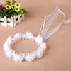 Headpieces Child Girl Wedding Headband Artificial Mesh Flower Adjustable Ribbon Crown Wreath Faux Pearl Beading First Communion Po Props