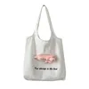 Evening Bags Canvas Tote Bag With Inside Pocket Simple Shoulder For Work Travel Washable Grocery Shopping Letter & Doll