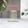 Bouillon in de VS 10oz lege sublimatietumbler Frosted Glass Candle Jars met bamboe -deksels voor het maken van kaarsen Z11
