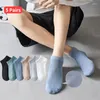 Chaussettes pour hommes 5pair / lot coton pour hommes cheville haute courte coupe basse noir blanc multipack silicone antidérapant été respirant mince printemps