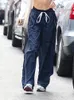 Women's Pants S WeeKeek Streetwear Casual zweetbroek zijstreep elastische lage stijging rechte lading y2k esthetische jogger broekbasic 221011