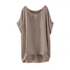Women's Blouses Womens Blouse Bat Short Sleeve Cotton Linen Casual Thin Section Top Solid Plus Size O Neck Loose Pullover Shirt Blusas