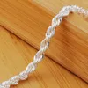 Braccialetti di collegamento Bracciale in argento 925 3MM Twist Rope Chain Chiusura a moschettone Gioielli di moda per donna / uomo Trendy Dally Gift Prezzo all'ingrosso