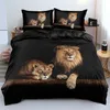 Bedding sets Black Lion Duvet Cover Bed Sheet Pillow ThreePiece Bedding Set 221010