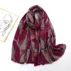 Autunno Inverno Donna Sciarpa in viscosa Ombre Foglia Floreale Frange Spesse Hijab Scialli e impacchi Foulard Echarpe Musulmano Sjaal 180x90Cm