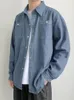 Men's Casual Shirts 2022 Spring Button Pockets Men's Blue Denim Shirt Husband Fashion Long Sleeve Solid Cotton Slim For Men