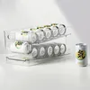 Storage Bottles 2 Tier Refrigerator Box Rolling Clear Organizer Container Cabinet For Home Kitchen Refrigerators Cola Soda