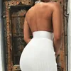 Casual Dresses Sexig fest Kvinnor Elegant lång klänning Halter Plunging Deep V Neck Backless Skinny BodyCon Sleeveless Solid Overalls