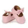 Athletic Shoes Infant Baby Girl Pu Bow Know Princess Rubber Bottom Anti-Slip Soft Sole Solid Color Moccasins First Walker Prewalker