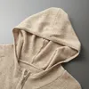 Mens Tracksuits 100% Cashmere Suit Men Hooded Zipper Cardigan 22Autumn Winter Sticked Twopiece High midjebyxor Fashion Solid Color Sweater 221010