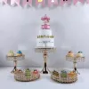 Gerechten borden 6 stks gouden spiegel metalen ronde cake stand bruiloft verjaardagsfeestje dessert cupcake pedestal display bord home decor fy5612 b1011