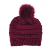 Berets Fashion Autumn Winter Women's Hat Faux Fur Pompoms Beanie Caps Outdoor Warm Knit Hats Unisex Bonnet Gorros Mujer Invierno