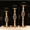 Dekorativa blommor Xuely Wedding Table Center Flower Stand Vase Home El Road Leading Creative Hollow Gold / Silver Metal Candlestick