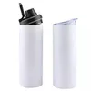 UPS Wholesale 20oz Sublimation Straight Tumbler Double Wall Stainless Steel Vacuum Insulated Cups Bottle With Two Lids Straws