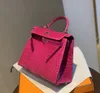 Designer Handbag Crocodile Leather 7a Quality äkta handswen 28cm Real Niloticus Bag Brand Color Wax Line Stitching Contzk3w