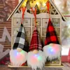 Christmas Decorations Colorful LED Knitted Doll With Whisker Party Gnomes Pendant Holiday Plaid Snowflower Santa Gifts Home Yard Tree