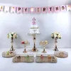 Dishes Plates 6PCS Gold Mirror Metal Round Cake Stand Wedding Birthday Party Dessert Cupcake Pedestal Display Plate Home Decor FY5612 b1011