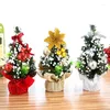 Weihnachtsdekorationen Mini-Baumstrauß 2022 Jahr Ornament mit Weihnachtskugeln Dekor Fake Desktop für Party 20 cm