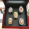 5 개 PCS Clemson Tigers National Championship Ring Set With Wooden Display Box Solid Men Fan Brithday Gift 전체 드롭 327m