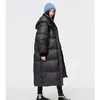 Womens Down Parkas Femmes vers le bas Parka mi-longueur veste noire Baggy hiver imperméable chaud canard plume vers le bas femme à capuche manteau bulle vêtements d'extérieur 221010