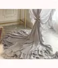 Gardin fransk stil ren tyll f￶r vardagsrum elegant ljusgr￥ voile f￶nster valans med spetschiffion fasta draperier