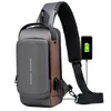 Hondenauto-stoel bedekt USB-oplaad Sport Sling Bag Mannelijke anti-diefstal kist met wachtwoordvergrendeling waterbestendige lichtgewicht schouder E2S