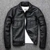 Men's Leather Faux Vintage Genuine Jacket Men 100% Cowhide Red Brown Black Natural Jackets Man Coat Autumn Clothing M174 221010