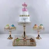 Dishes Plates 6PCS Gold Mirror Metal Round Cake Stand Wedding Birthday Party Dessert Cupcake Pedestal Display Plate Home Decor FY5612 b1011
