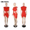 Платье с двумя частями CMYAYA Женщины устанавливают сплошные брусные повязки асимметричные мини -юбки Два двух куска сексуального модного наряда Лето 2021 J230506