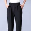 Pantaloni da donna autunno inverno middl donne invecchiate di velluto caldo elastico in vita casual pantaloni dritti femmine