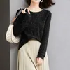 Kobiety swetry turtleeck cekin drukowane sweter damski pullover jesienne zimowe dno koszula z długim rękawem bluzka wąska bluzka szczupła