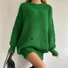 Women's Sweaters Women Knitted O-Neck Pullover Oversized Tops Long Sleeve Casual Party Sexy Club Sweater Dress Women's Cothing Top