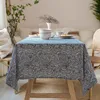 Table Cloth Japanese Style Cotton Linen Tablecloth Washable Rectangular Blue Sea Ripple Home Coffee Dining Fireplace Microwave Cover