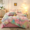 Defina a cama Luxury Super Shaggy Soft Coral Fleece Warm aconchegante Conjunto de roupas de cama Princesa Conjunto de veludo de veludo prejuízo da cama Conjunto de quadro de capa do conjunto de cama 221010