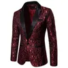 Men's Suits Blazers Gold Jacquard Bronzing Floral Suit Mens Single Button Jacket Wedding Dress Party Stage Singer Costume 221010